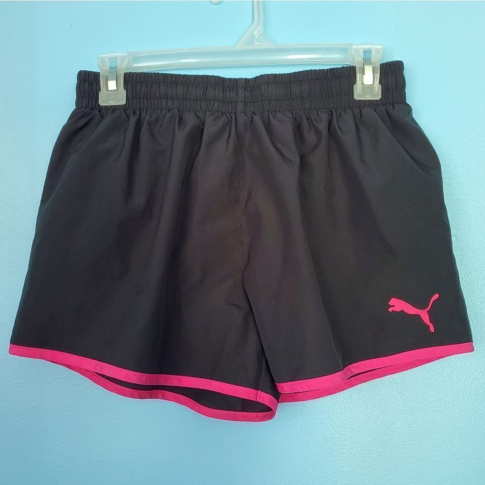 Puma Black/Hot Pink Lined Elastic Waist Athletic Shorts